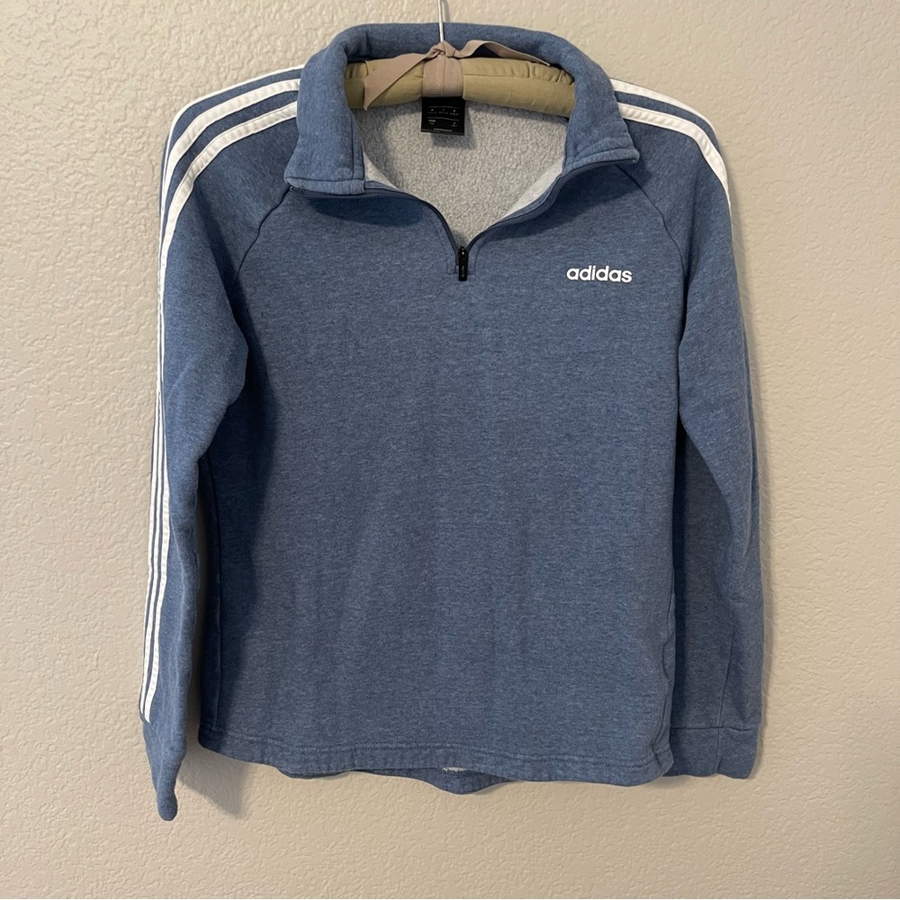Adidas Blue Pullover Sweatshirt with Zip, Medium